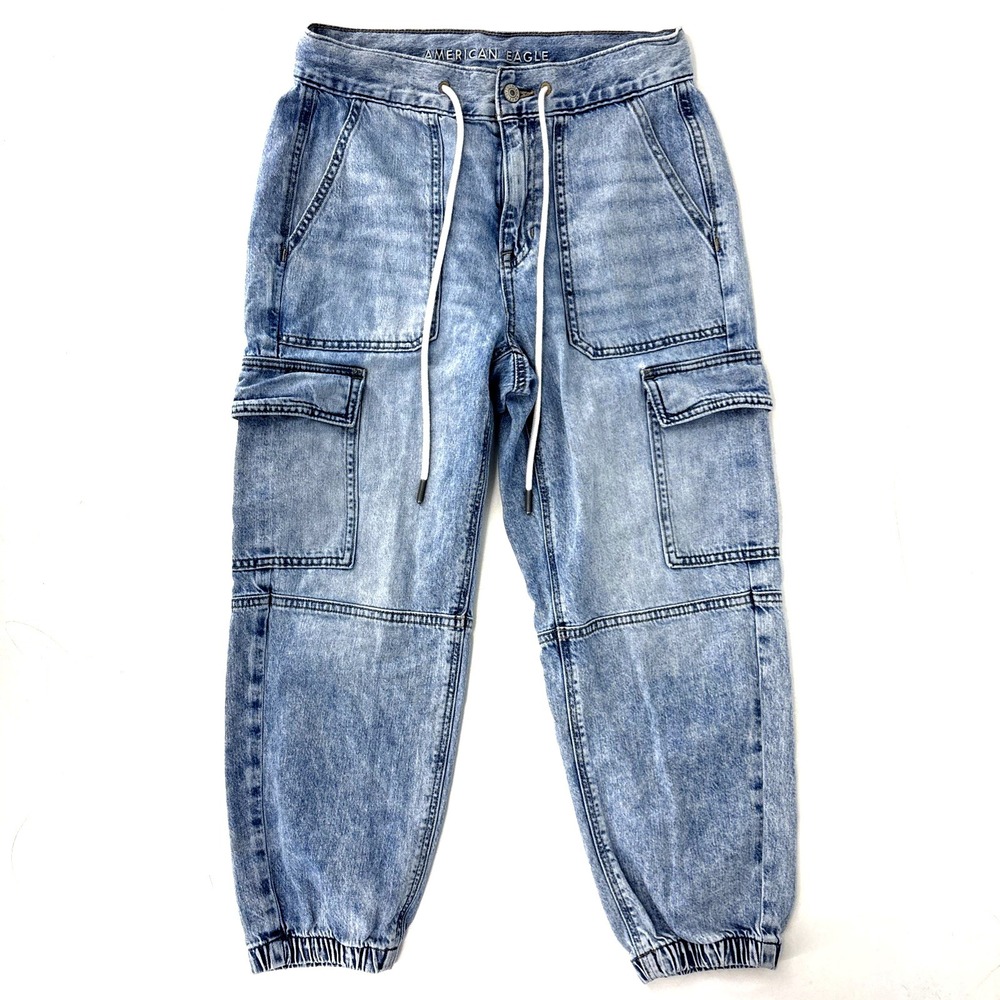 American Eagle Jeans Womens 4 X Short Cargo Jogger Pants High Rise Drawstring